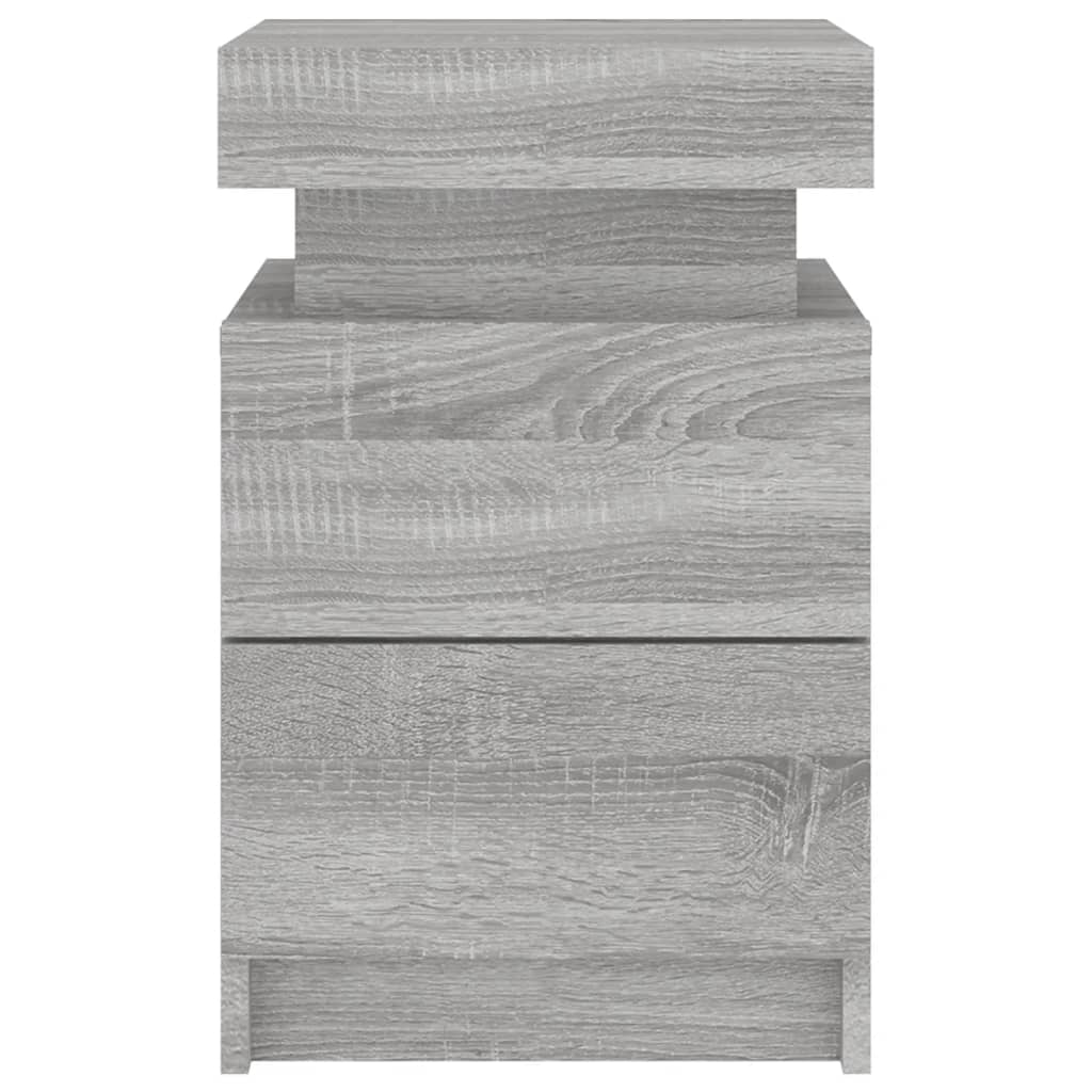 Nattbord med LED 2 stk grå sonoma 35x39x55 cm - SminkeBord.no