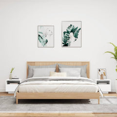 Nattbord med LED 2 stk hvit 40x39x37 cm - SminkeBord.no