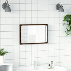 Baderomsspeil med LED brun eik 60x8,5x38 cm konstruert tre