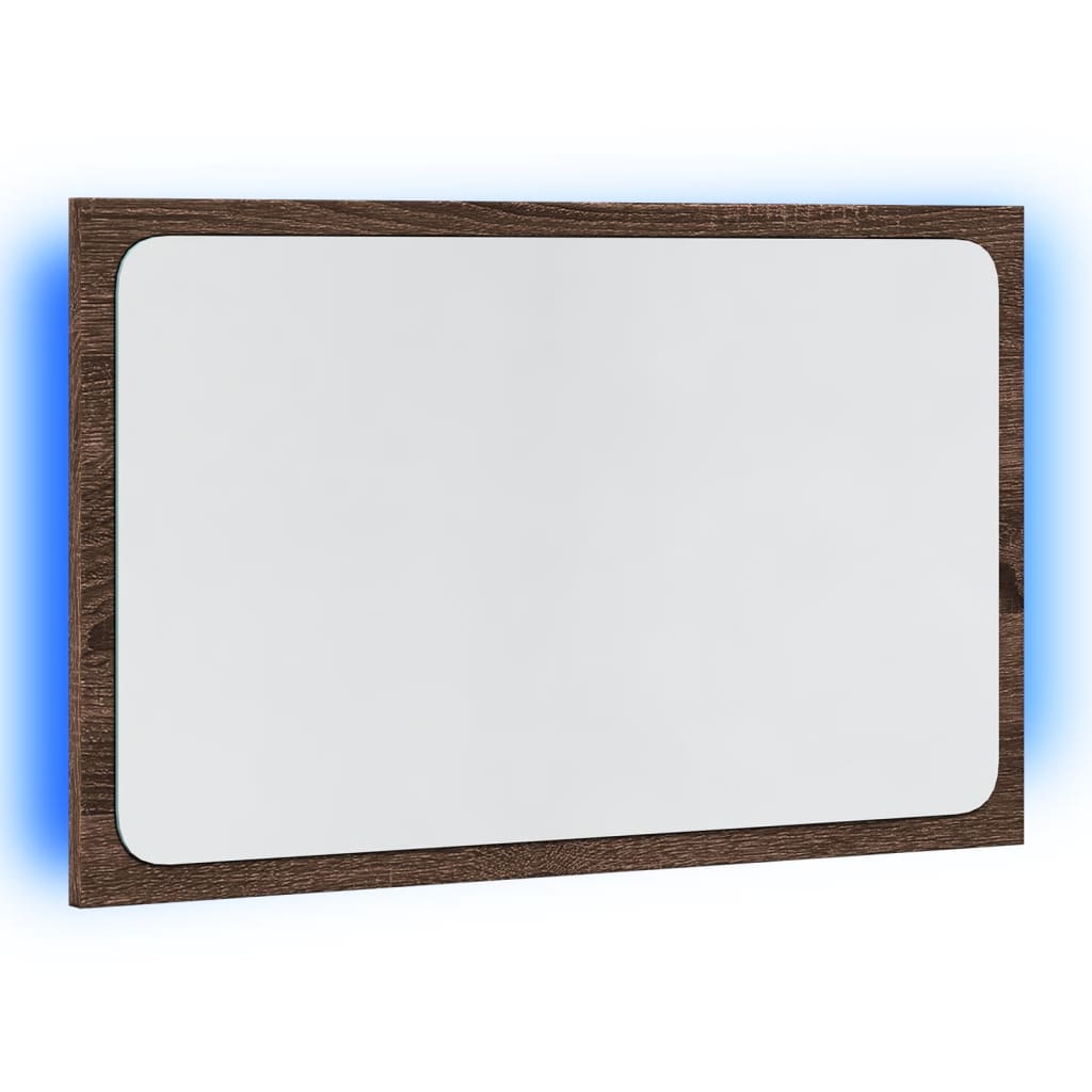 Baderomsspeil med LED brun eik 60x8,5x38 cm konstruert tre
