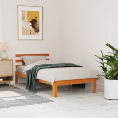 Sengeramme uten madrass voksbrun 75x190 cm heltre furu