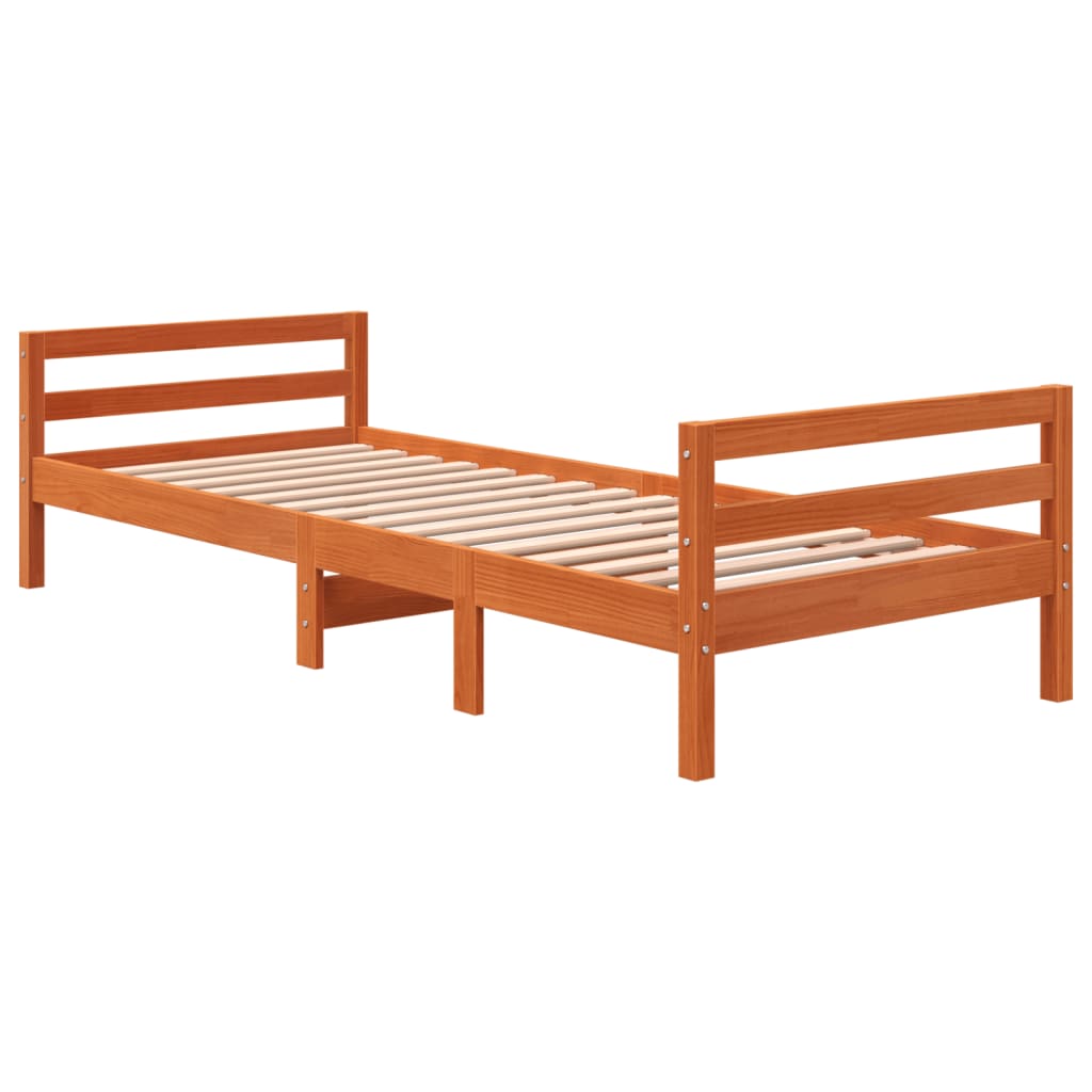 Sengeramme uten madrass voksbrun 90x200 cm heltre furu