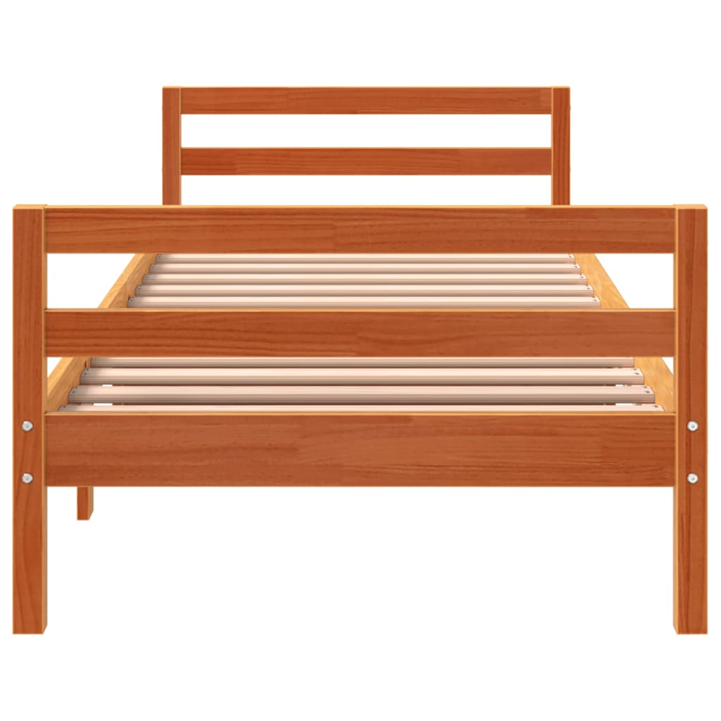 Sengeramme uten madrass voksbrun 90x200 cm heltre furu