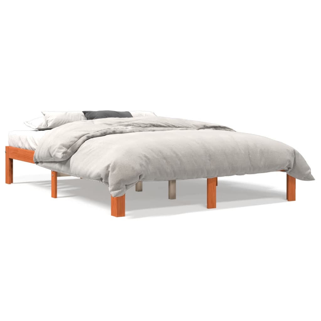 Sengeramme uten madrass voksbrun 140x190 cm heltre furu