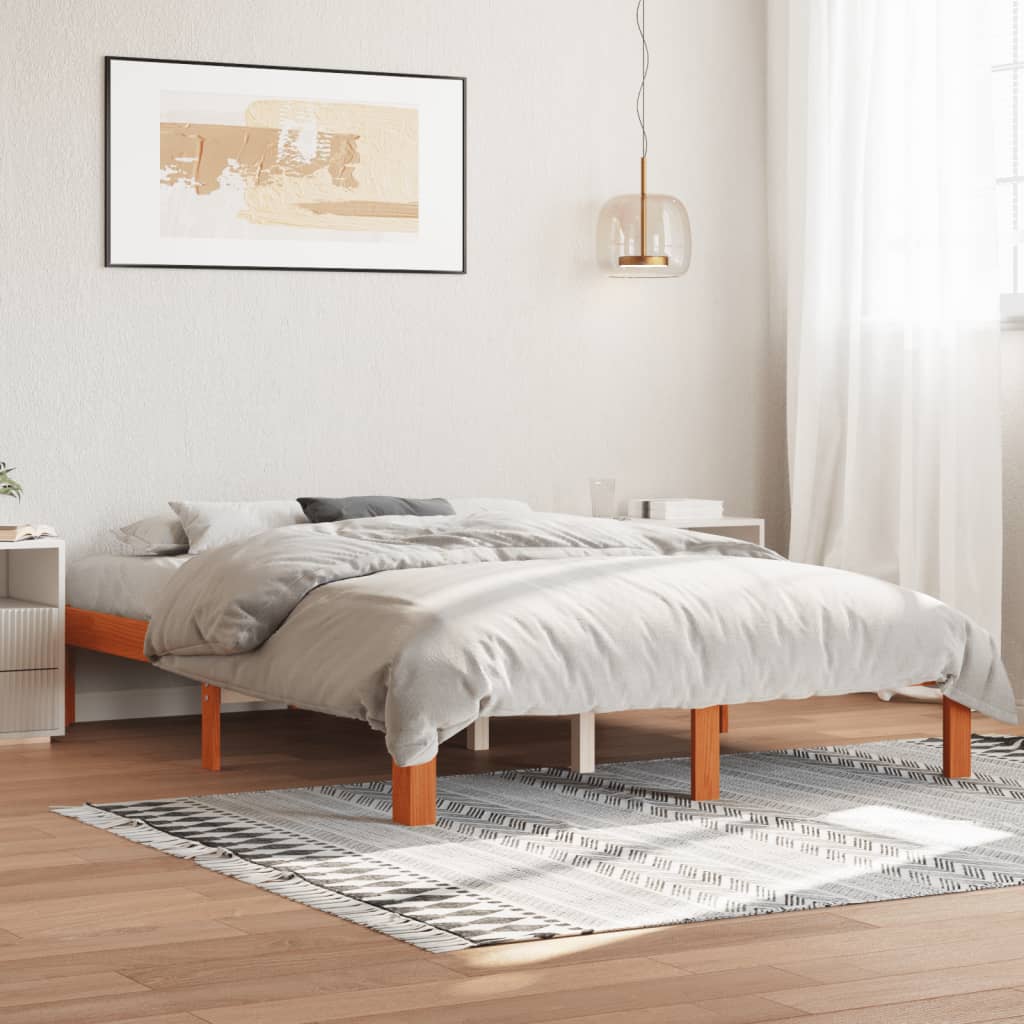 Sengeramme uten madrass voksbrun 140x190 cm heltre furu