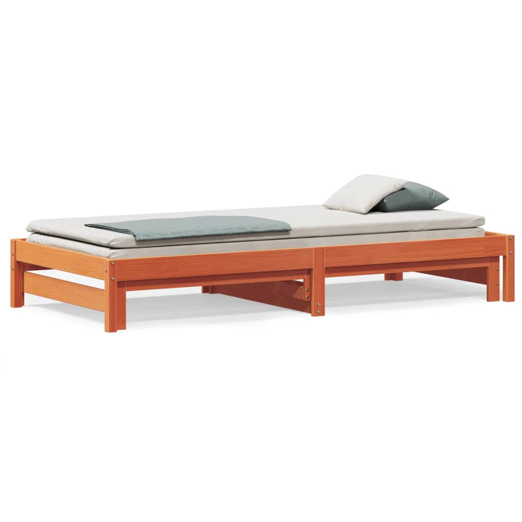 Uttrekkbar dagseng voksbrun 90x190 cm heltre furu
