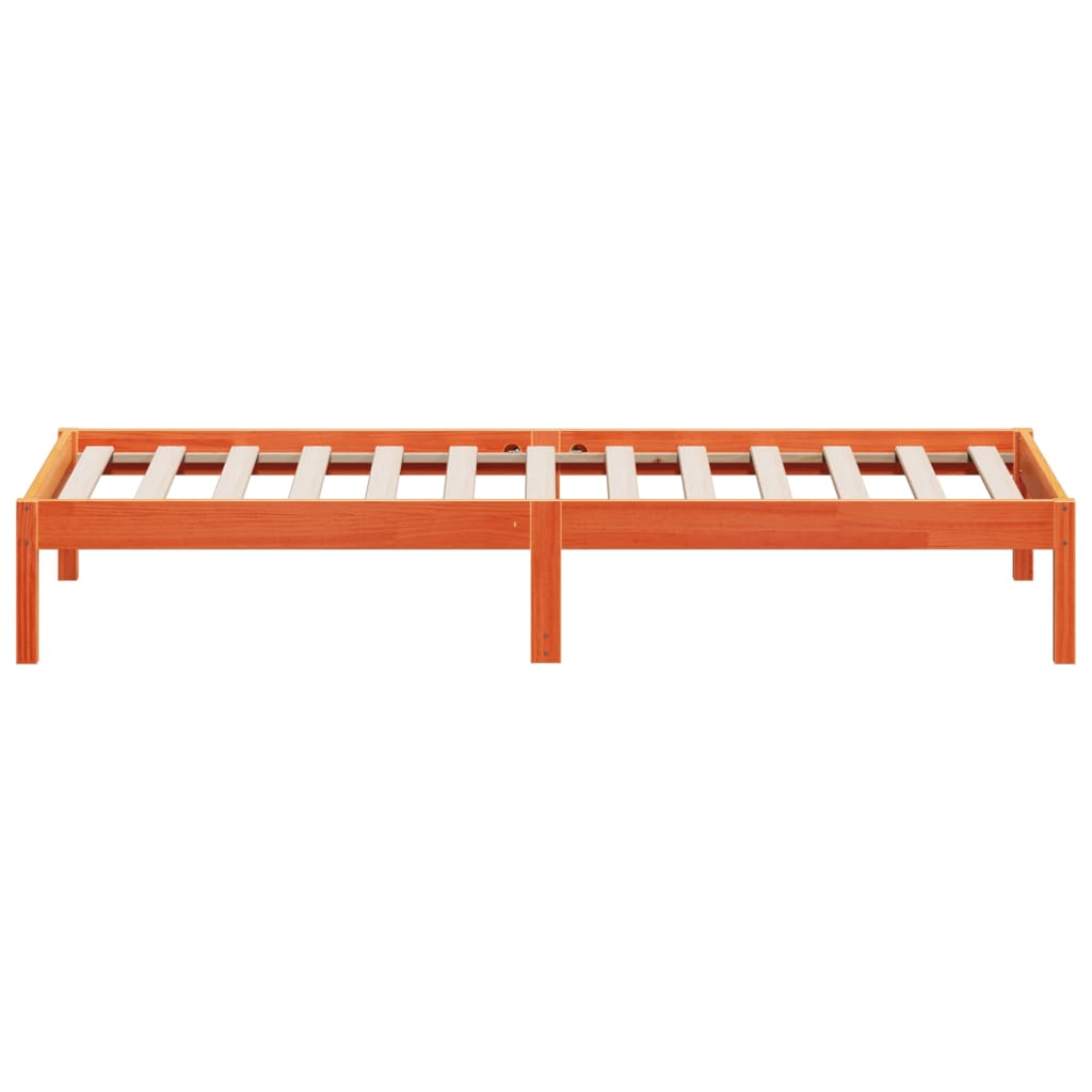 Seng med madrass voksbrun 90x200 cm heltre furu