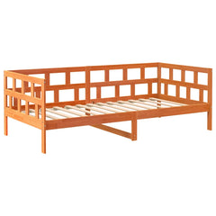 Seng med madrass voksbrun 90x200 cm heltre furu