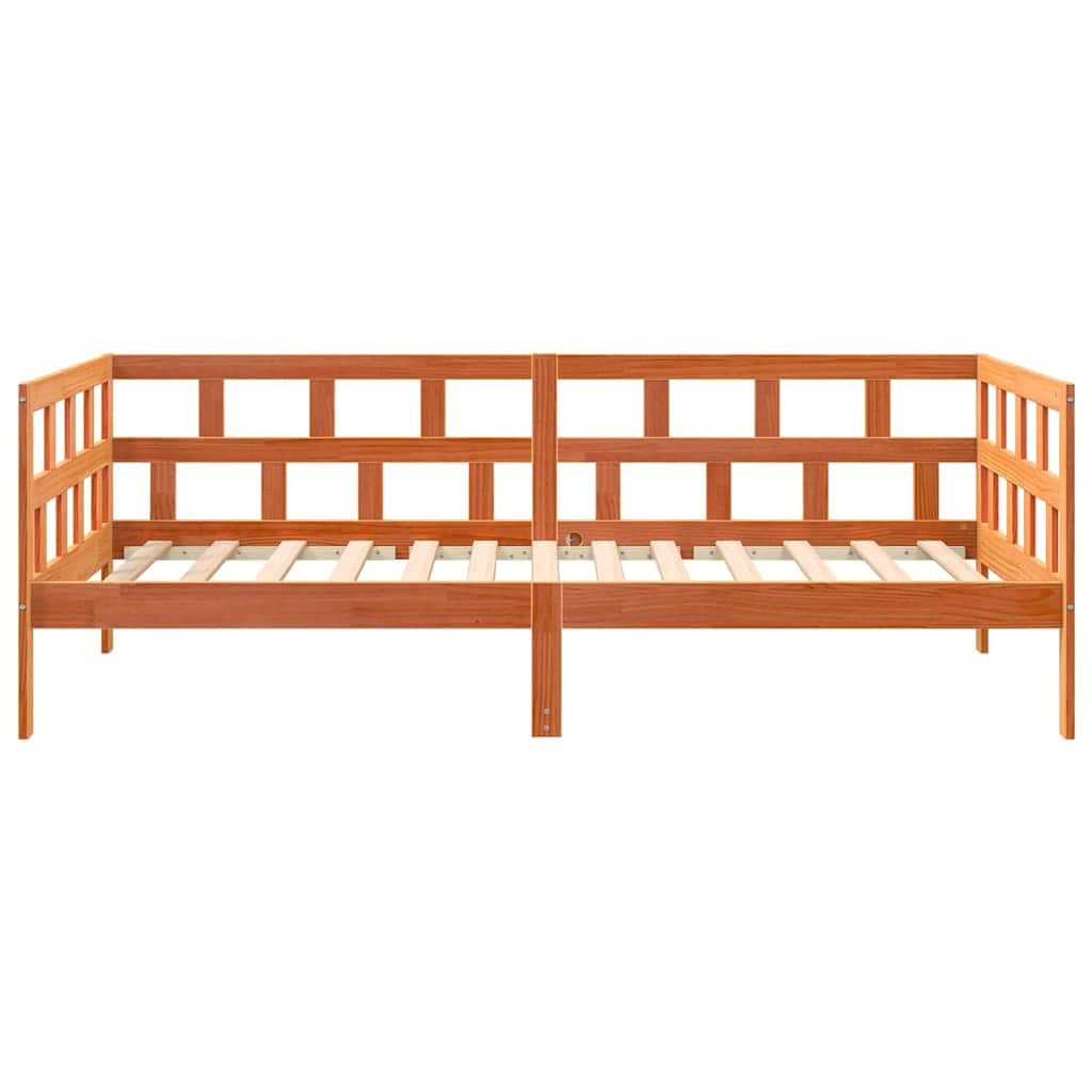 Seng med madrass voksbrun 90x200 cm heltre furu
