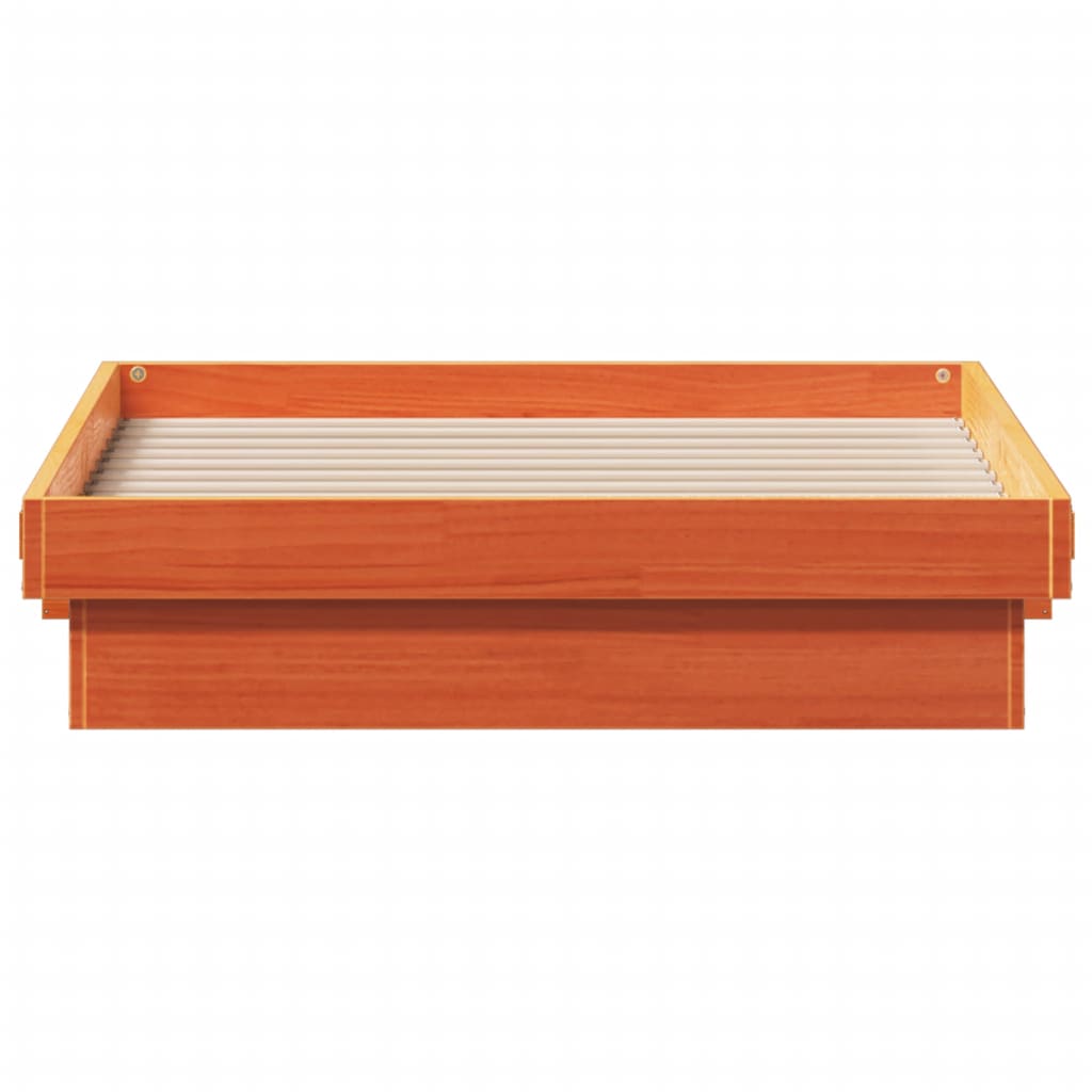 LED-sengeramme voksbrun 90x200 cm heltre furu