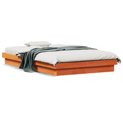 LED-sengeramme voksbrun 135x190 cm heltre furu
