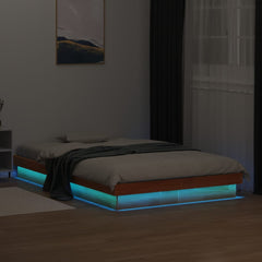 LED-sengeramme voksbrun 135x190 cm heltre furu