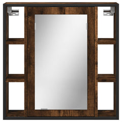 Baderomsskap med speil røkt eik 60x16x60 cm konstruert tre