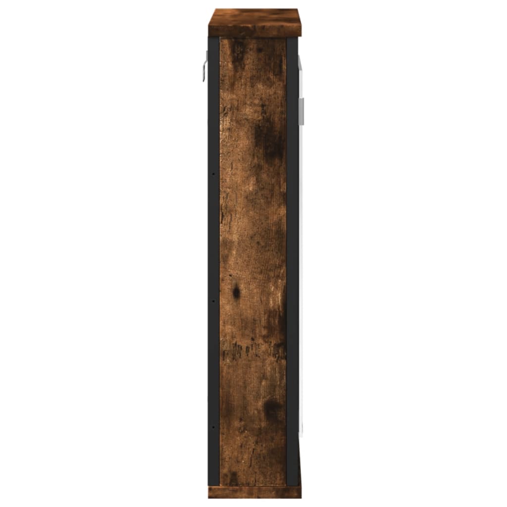 Baderomsskap med speil røkt eik 42x12x60 cm konstruert tre