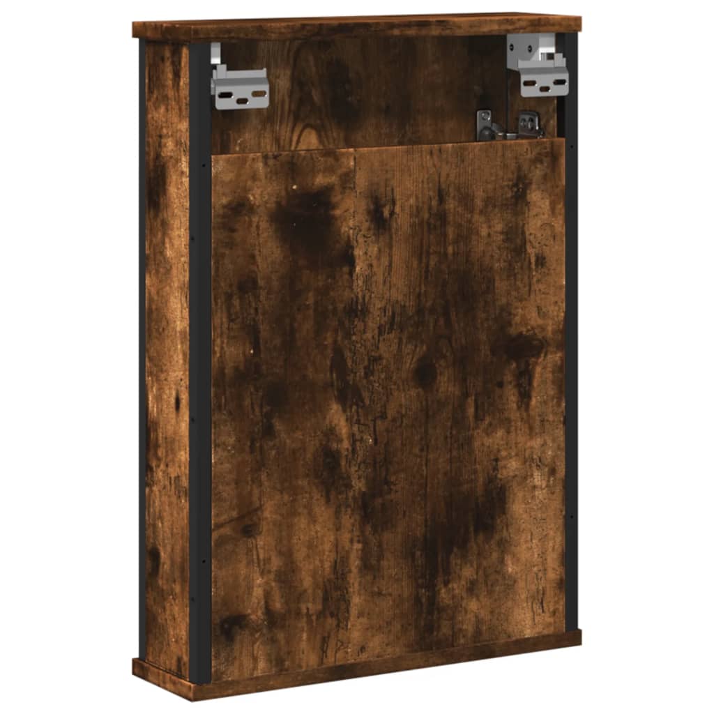 Baderomsskap med speil røkt eik 42x12x60 cm konstruert tre
