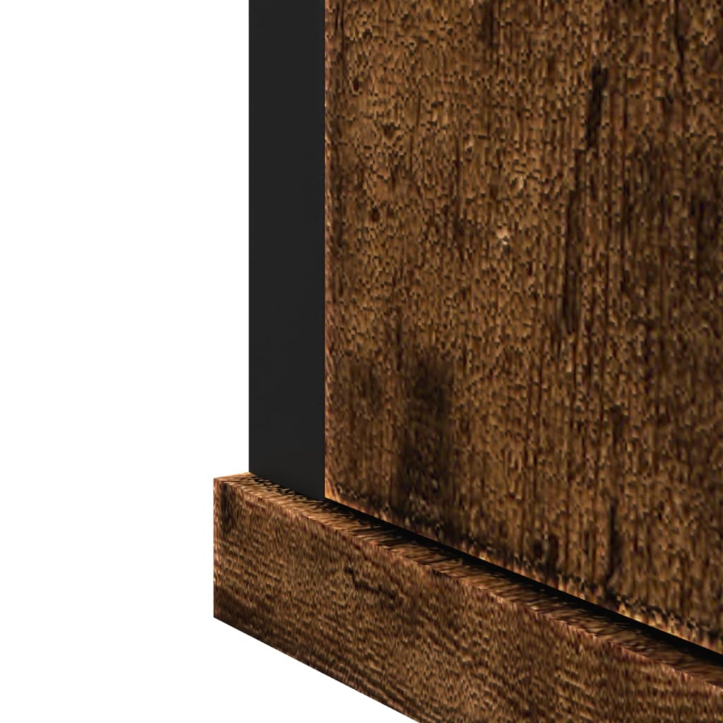 Baderomsskap med speil røkt eik 42x12x60 cm konstruert tre