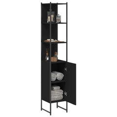Baderomsskap svart 33x33x185,5 cm konstruert tre