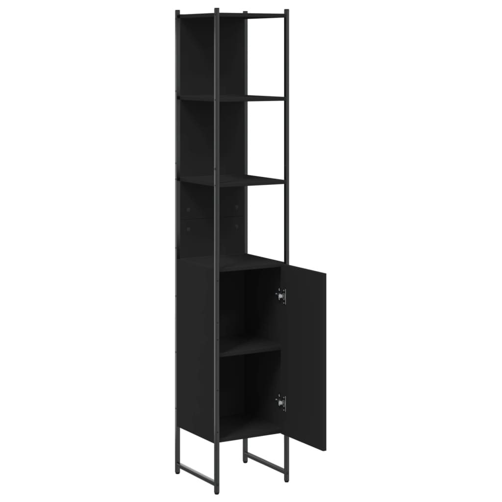 Baderomsskap svart 33x33x185,5 cm konstruert tre