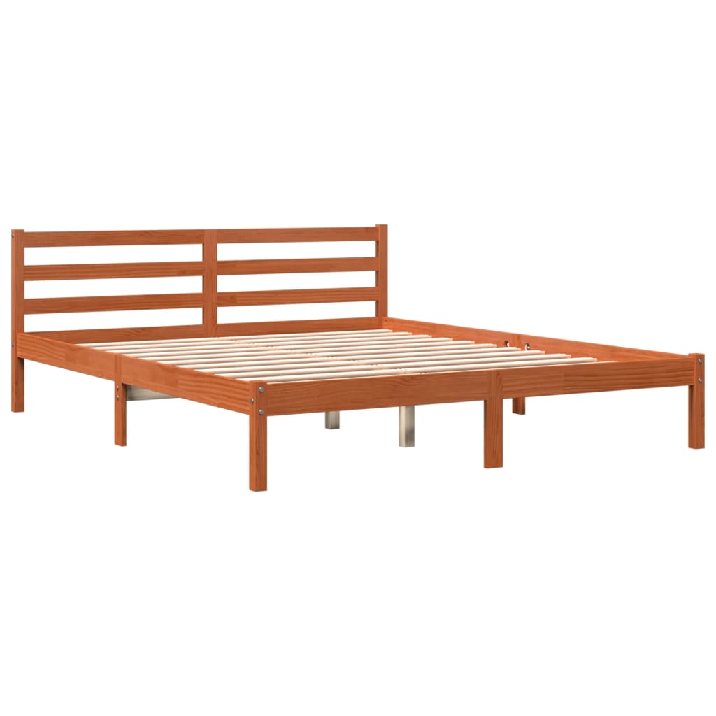 Sengeramme uten madrass voksbrun 160x200 cm heltre furu