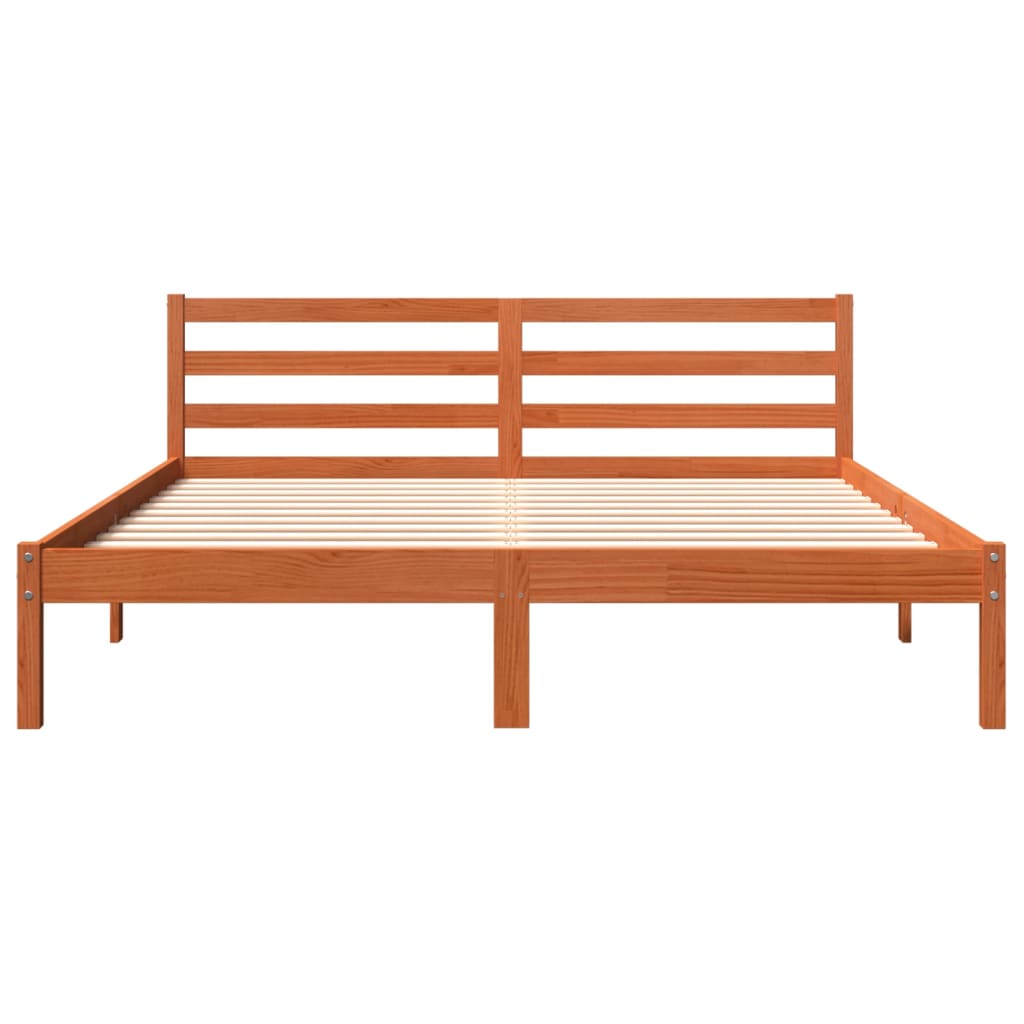 Sengeramme uten madrass voksbrun 160x200 cm heltre furu