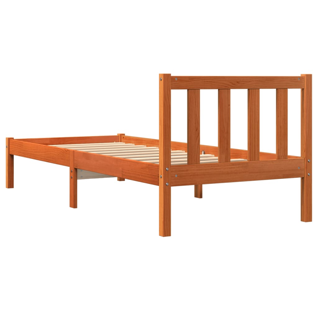 Sengeramme uten madrass voksbrun 90x190 cm heltre furu