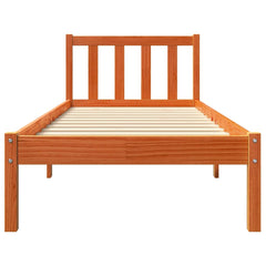 Sengeramme uten madrass voksbrun 90x200 cm heltre furu