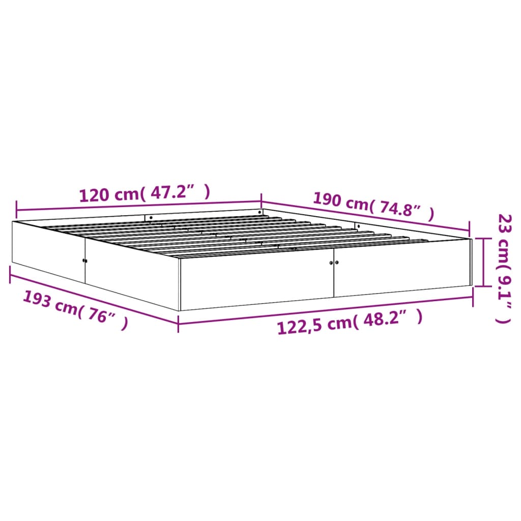 Sengeramme uten madrass voksbrun 120x190 cm heltre furu