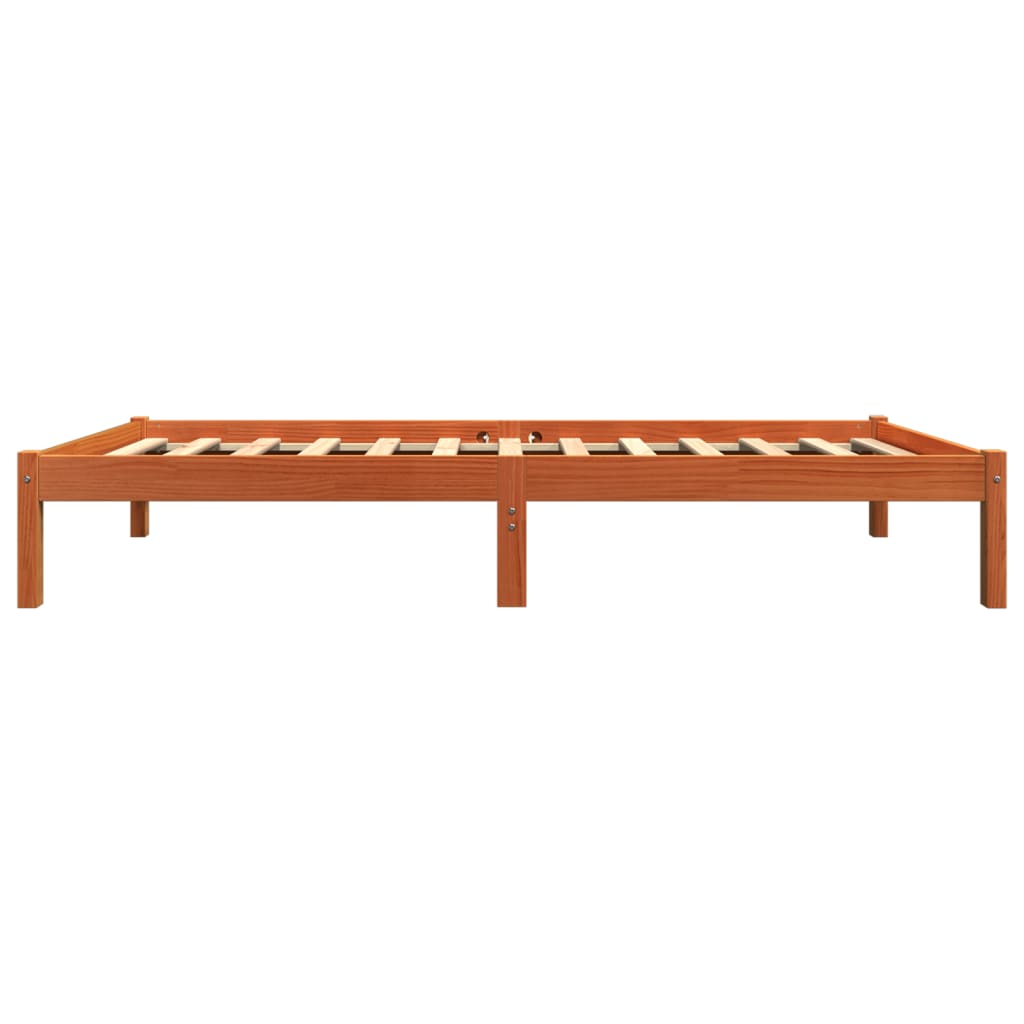 Sengeramme uten madrass voksbrun 75x190 cm heltre furu