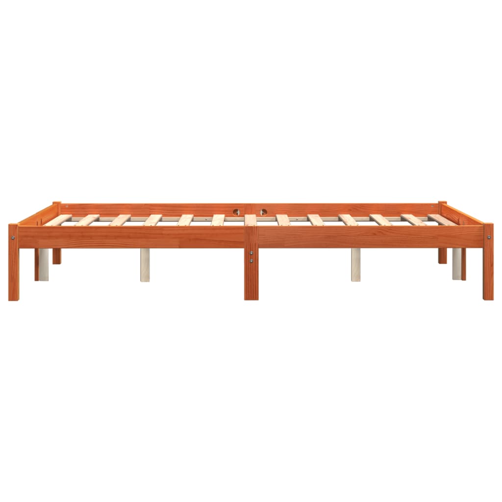 Sengeramme uten madrass voksbrun 140x190 cm heltre furu