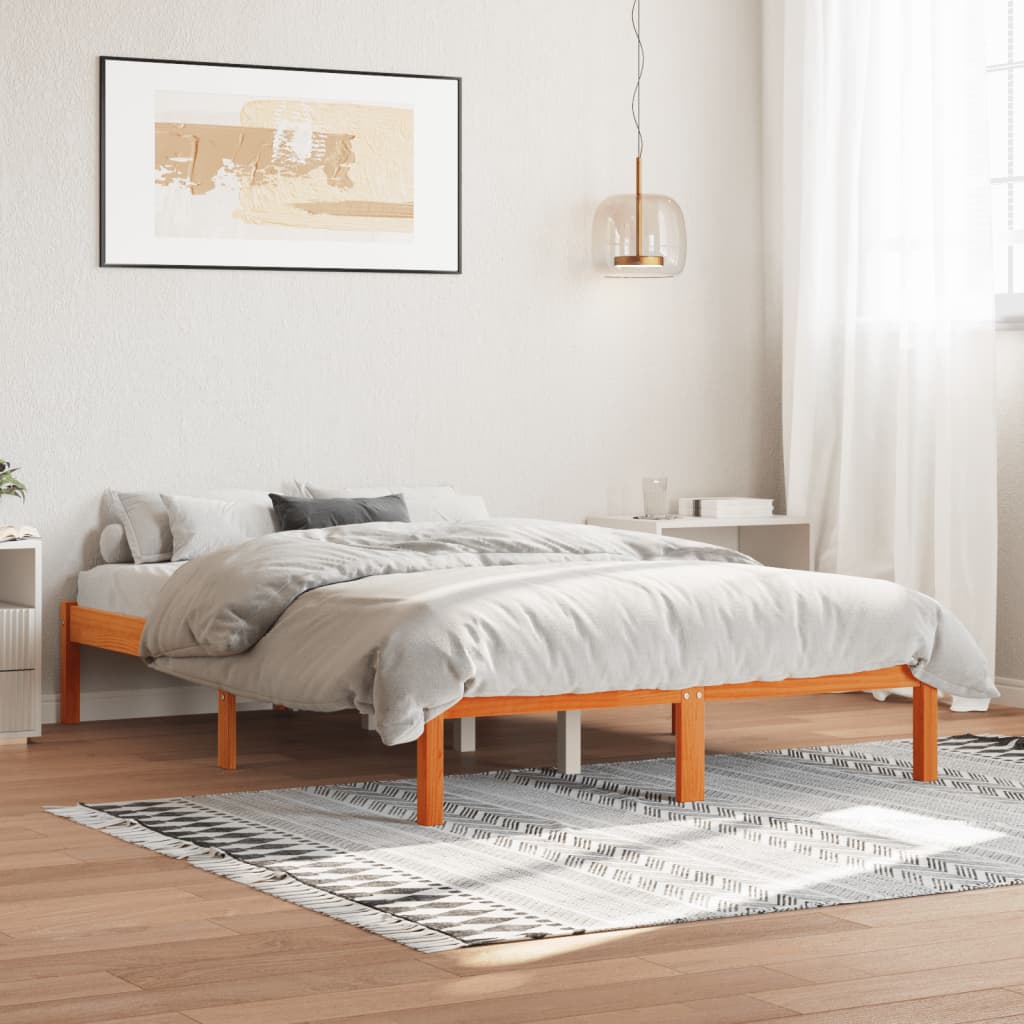 Sengeramme uten madrass voksbrun 140x190 cm heltre furu