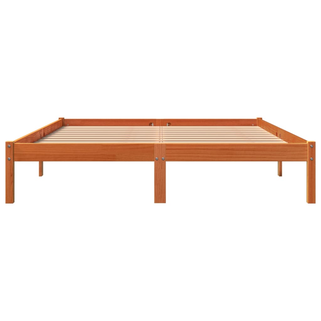 Sengeramme uten madrass voksbrun 160x200 cm heltre furu