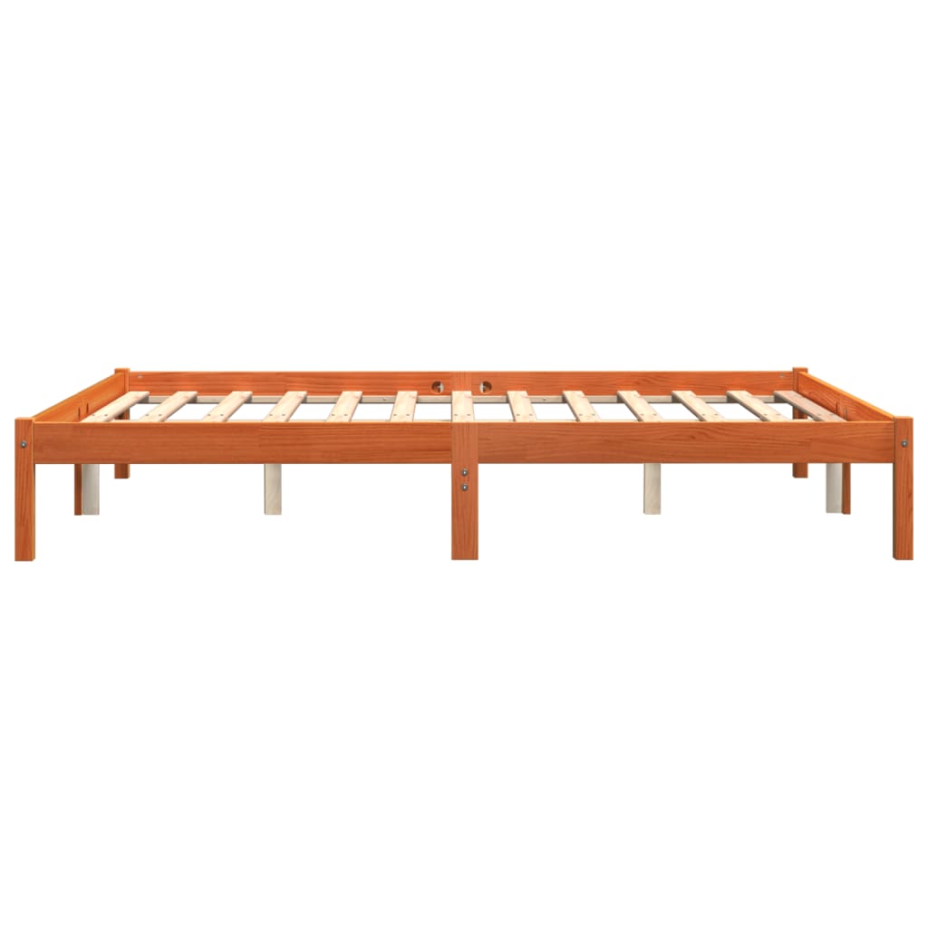 Sengeramme uten madrass voksbrun 160x200 cm heltre furu