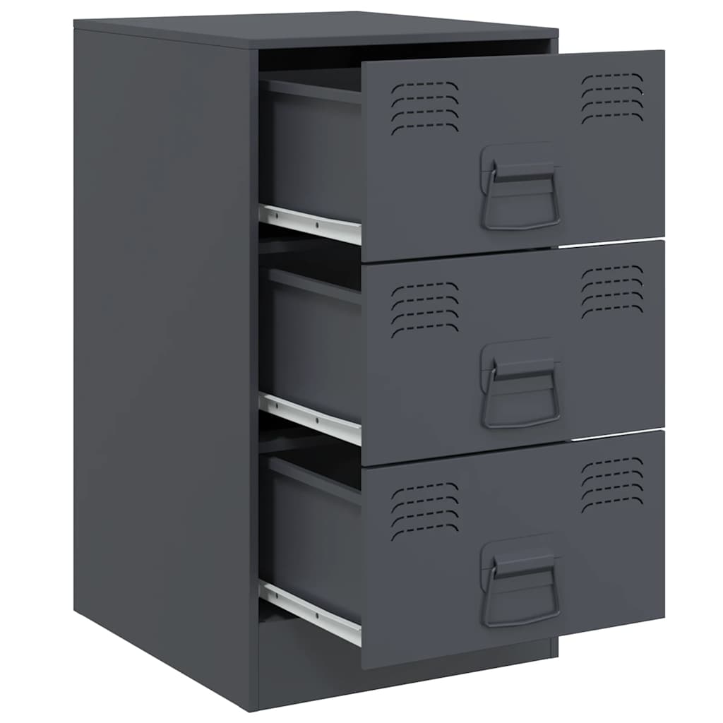 Nattbord 2 stk antrasitt 34,5x39x62 cm stål - SminkeBord.no