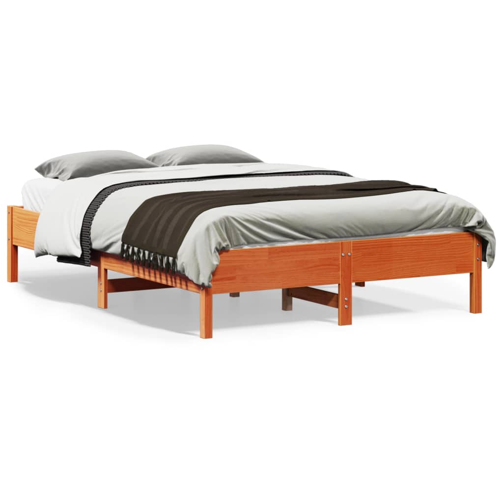 Sengeramme uten madrass voksbrun 120x190 cm heltre furu