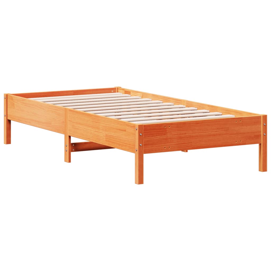 Sengeramme uten madrass voksbrun 75x190 cm heltre furu