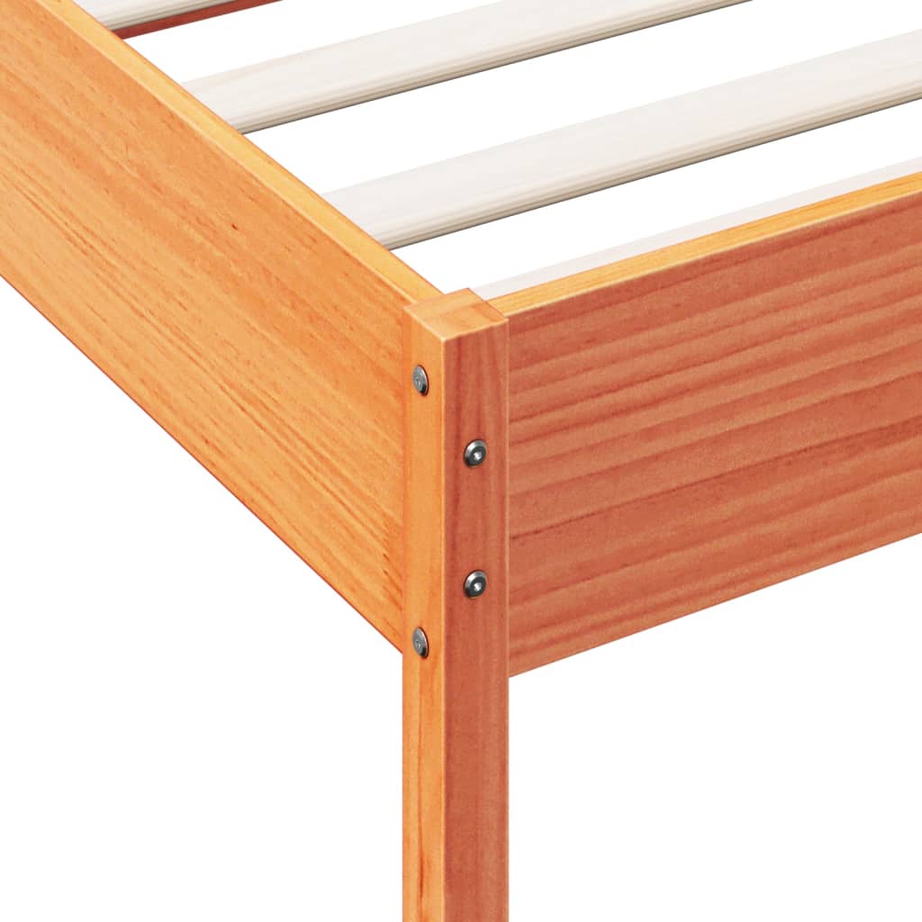 Sengeramme uten madrass voksbrun 75x190 cm heltre furu