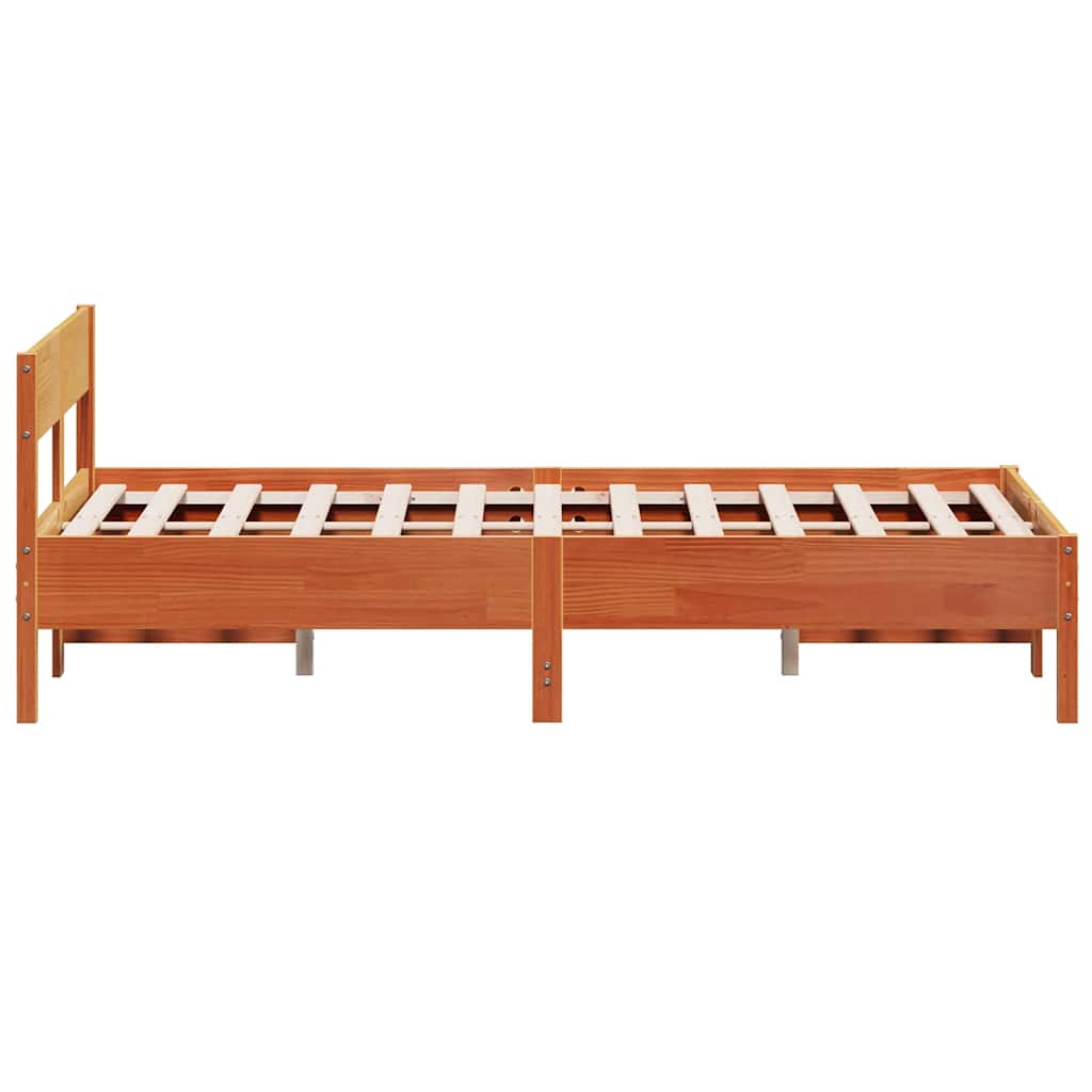 Sengeramme uten madrass voksbrun 140x200 cm heltre furu