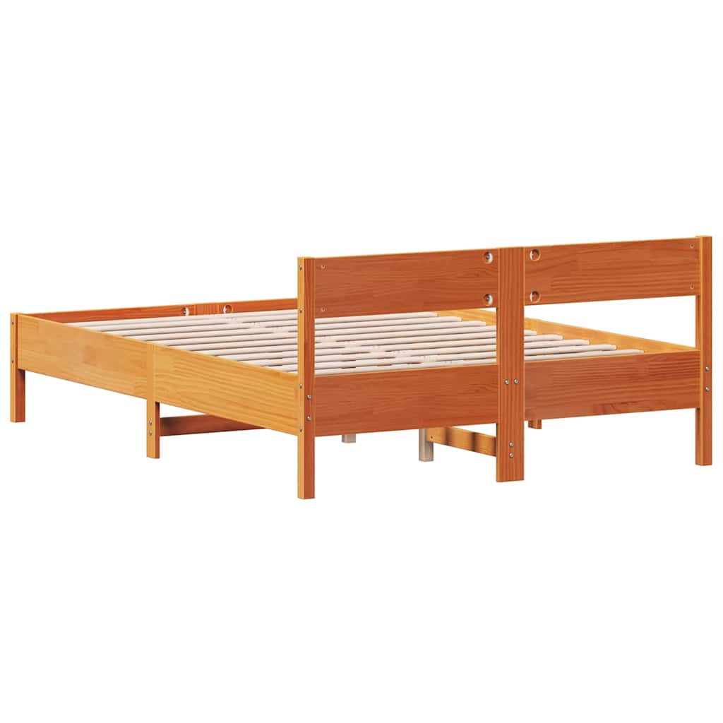 Sengeramme uten madrass voksbrun 140x200 cm heltre furu