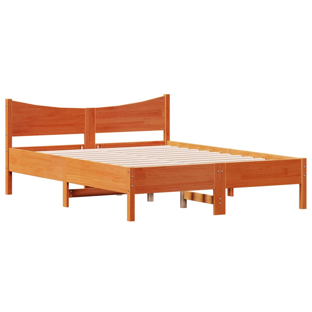Sengeramme uten madrass voksbrun 140x190 cm heltre furu