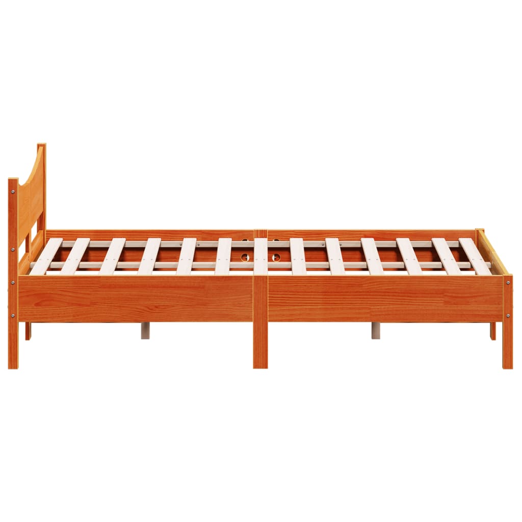 Sengeramme uten madrass voksbrun 140x190 cm heltre furu