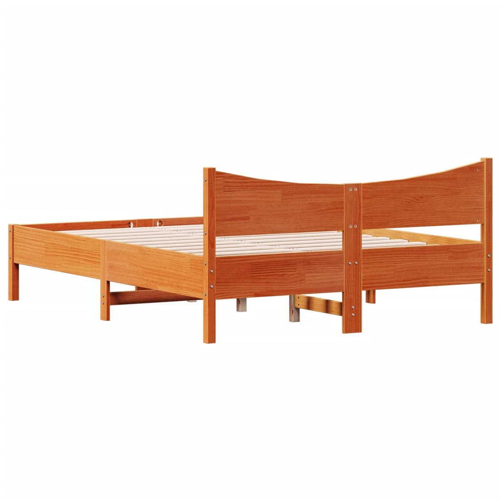 Sengeramme uten madrass voksbrun 140x190 cm heltre furu