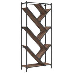 Bokhylle brun eik 79x30x180 cm konstruert tre og metall