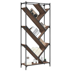 Bokhylle brun eik 79x30x180 cm konstruert tre og metall