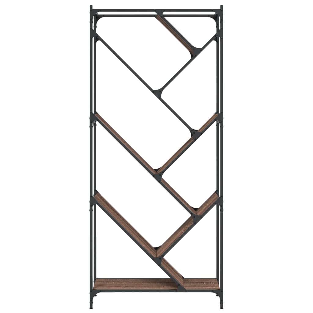 Bokhylle brun eik 79x30x180 cm konstruert tre og metall