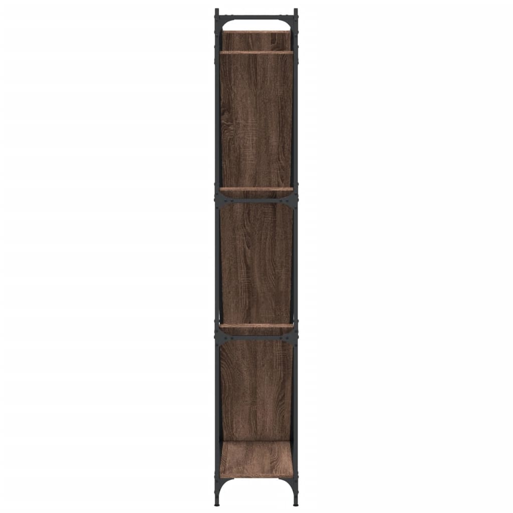 Bokhylle brun eik 79x30x180 cm konstruert tre og metall