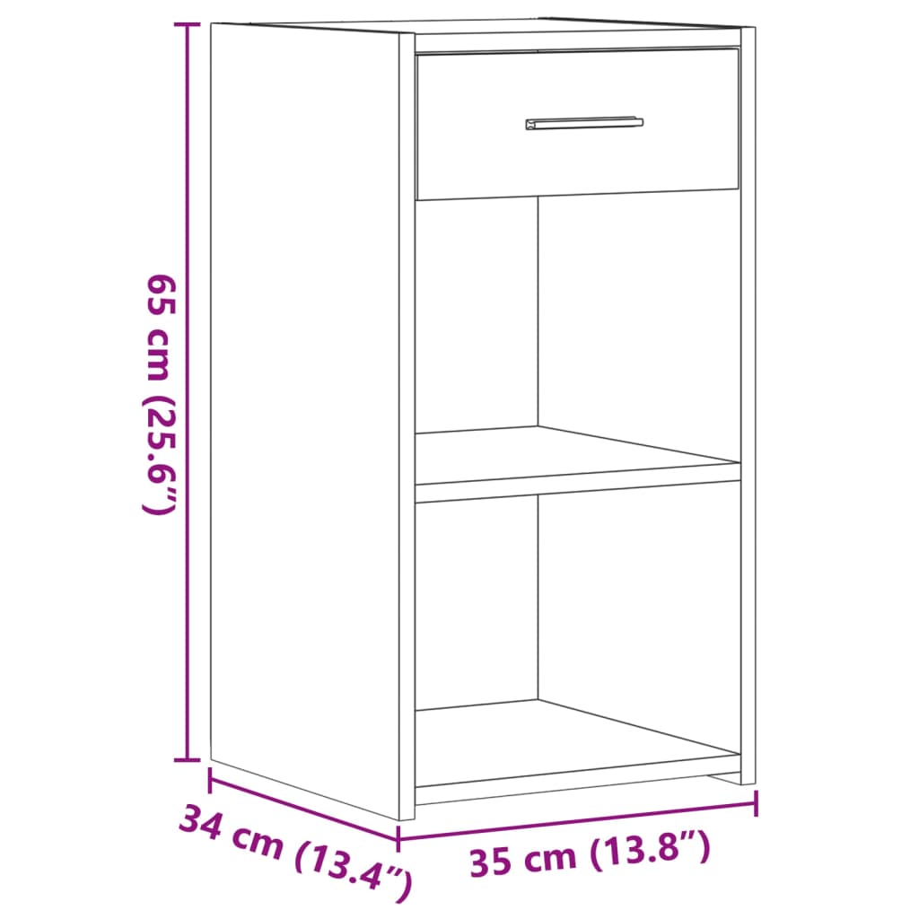 Nattbord 2 stk hvit 35x34x65 cm konstruert tre