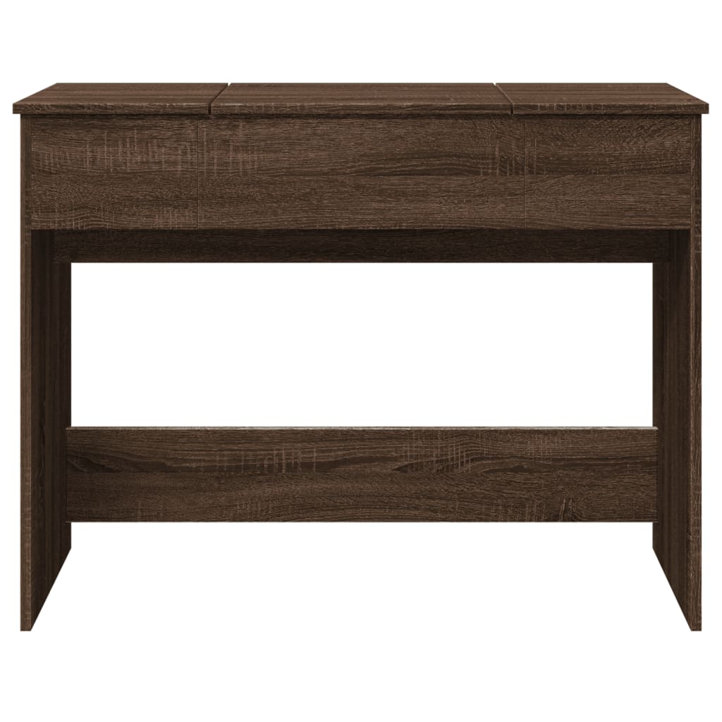 Sminkebord med speil brun eik 100x45x76 cm