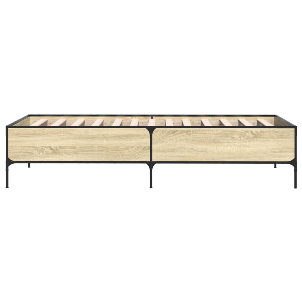 Sengeramme sonoma eik 100x200 cm konstruert tre og metall