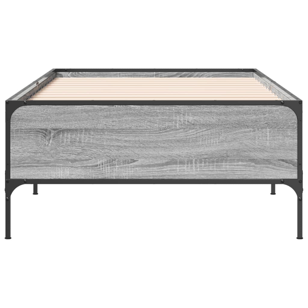 Sengeramme grå sonoma 100x200 cm konstruert tre og metall