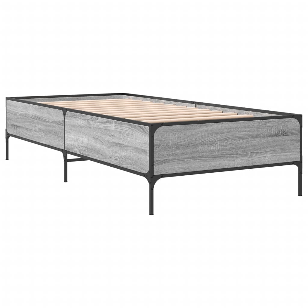 Sengeramme grå sonoma 100x200 cm konstruert tre og metall